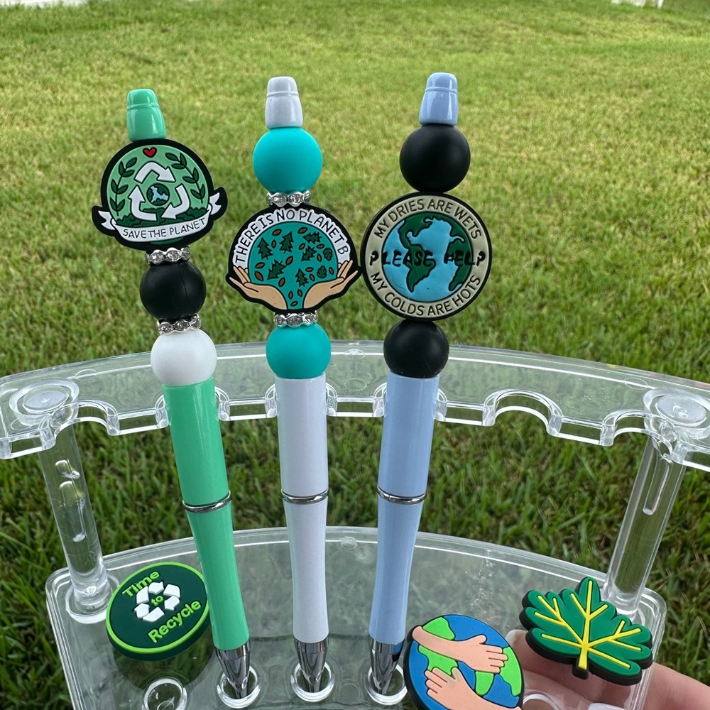 2/$14 Silicone Beaded Pens - recycle/save the planet themed